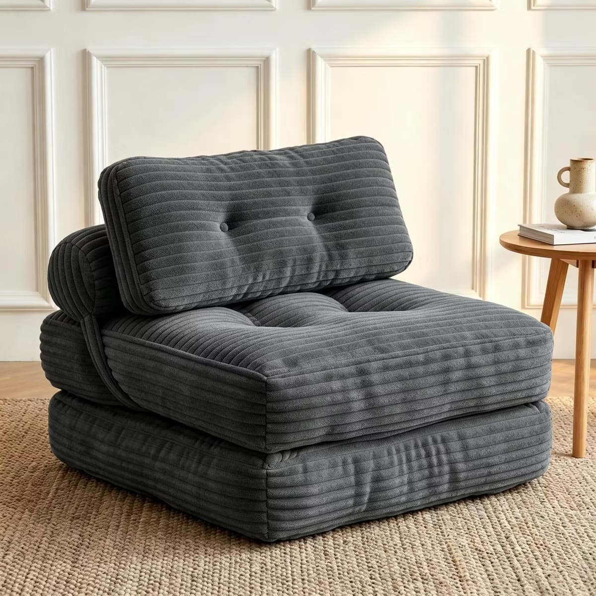 Convertible Sleeper Sofa, 3-in-1 Floor Lounger with Plush Corduroy Comfort