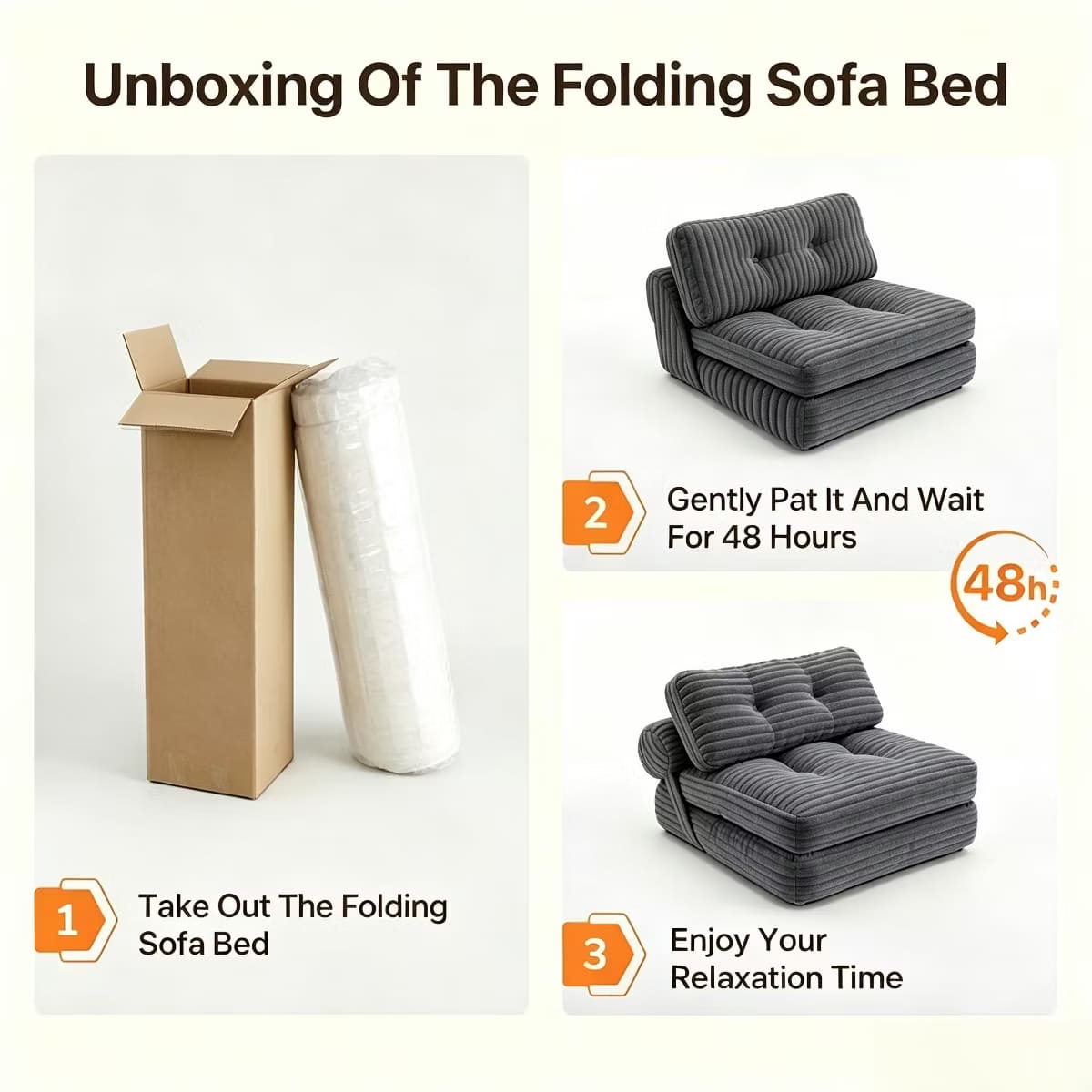 Convertible Sleeper Sofa, 3-in-1 Floor Lounger with Plush Corduroy Comfort