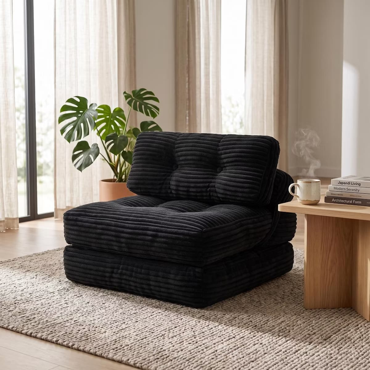 Convertible Sleeper Sofa, 3-in-1 Floor Lounger with Plush Corduroy Comfort