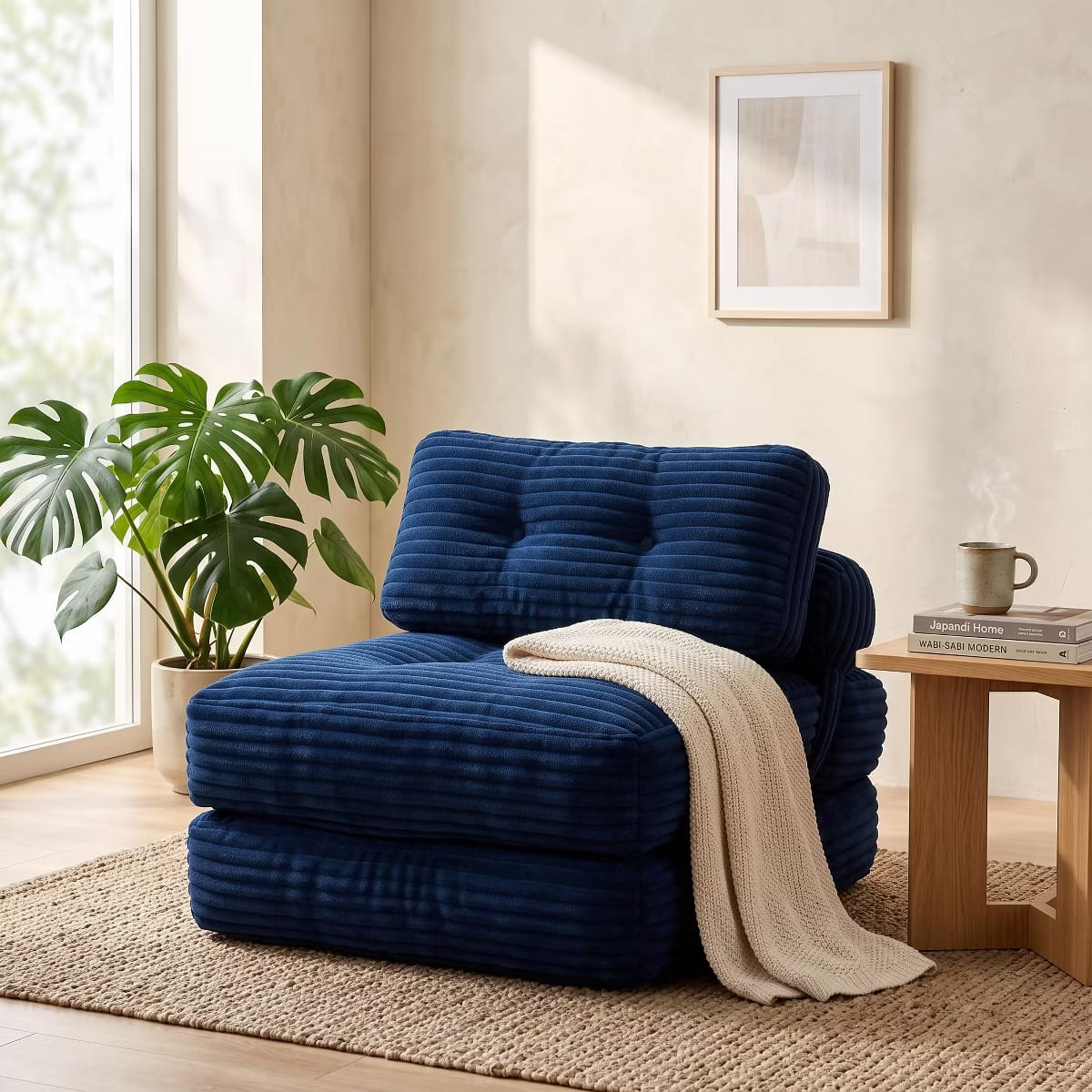 Convertible Sleeper Sofa, 3-in-1 Floor Lounger with Plush Corduroy Comfort