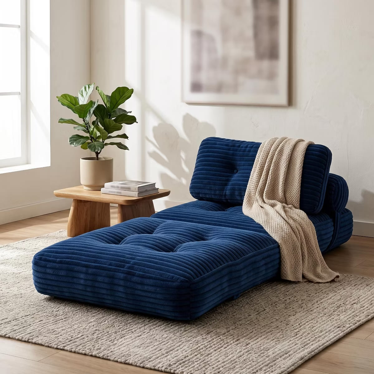 Convertible Sleeper Sofa, 3-in-1 Floor Lounger with Plush Corduroy Comfort
