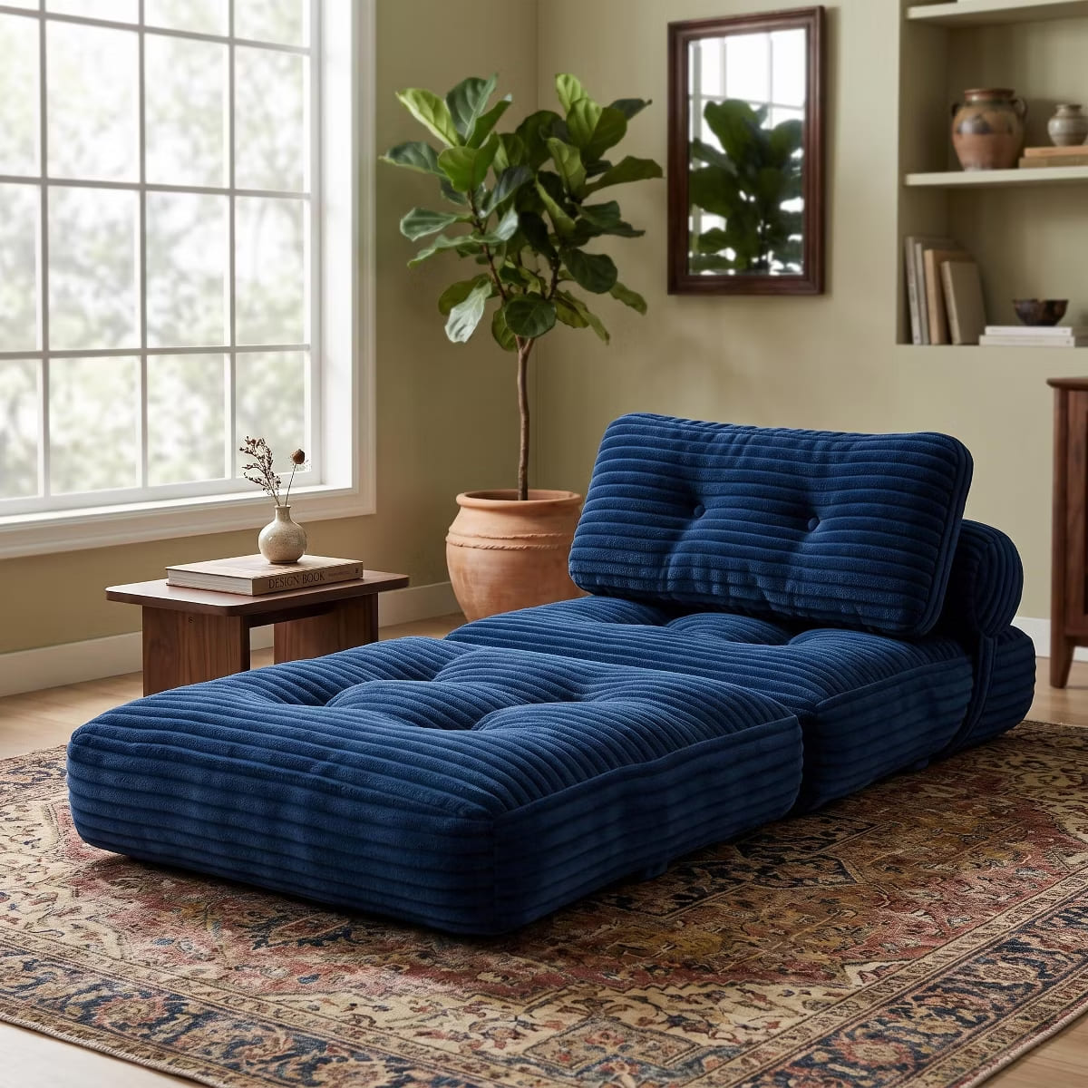 Convertible Sleeper Sofa, 3-in-1 Floor Lounger with Plush Corduroy Comfort