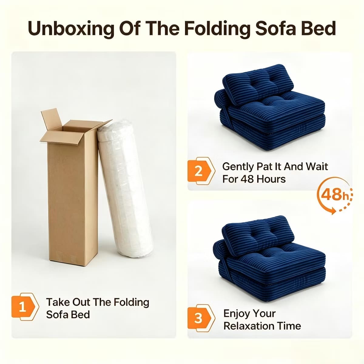 Convertible Sleeper Sofa, 3-in-1 Floor Lounger with Plush Corduroy Comfort