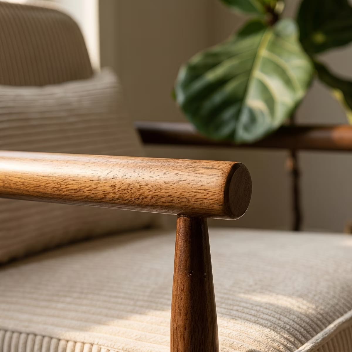 Mid-Century Corduroy Accent Chair with Hidden Storage & Lumbar Pillow