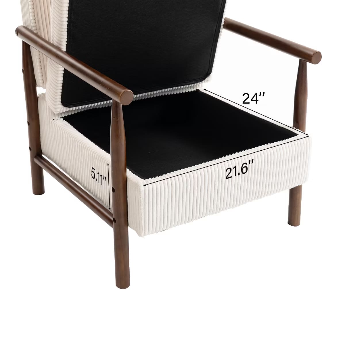 Mid-Century Corduroy Accent Chair with Hidden Storage & Lumbar Pillow