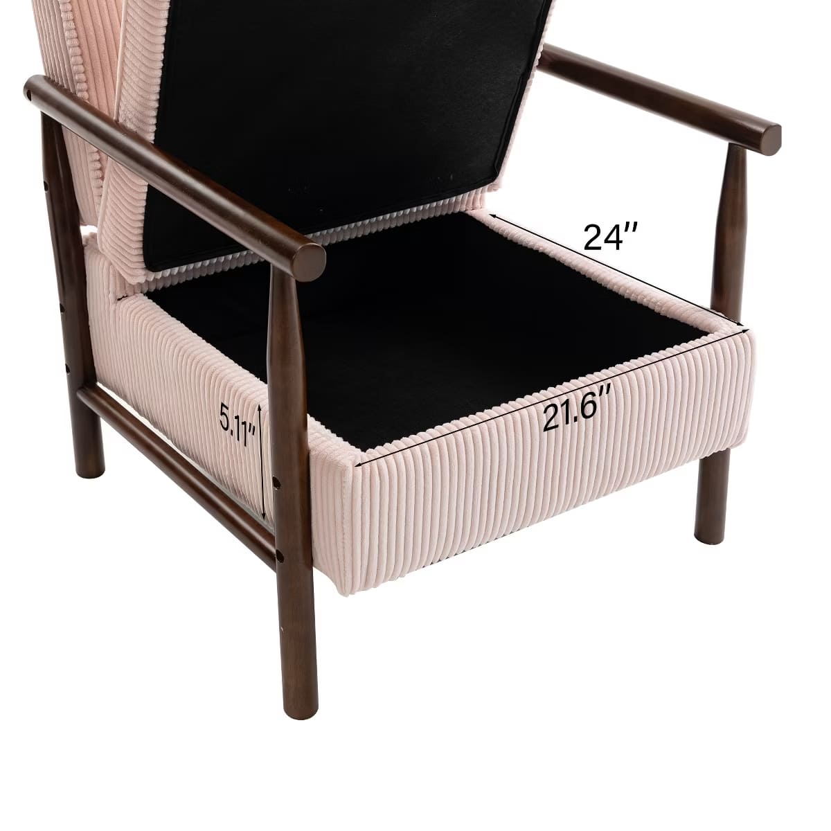 Mid-Century Corduroy Accent Chair with Hidden Storage & Lumbar Pillow