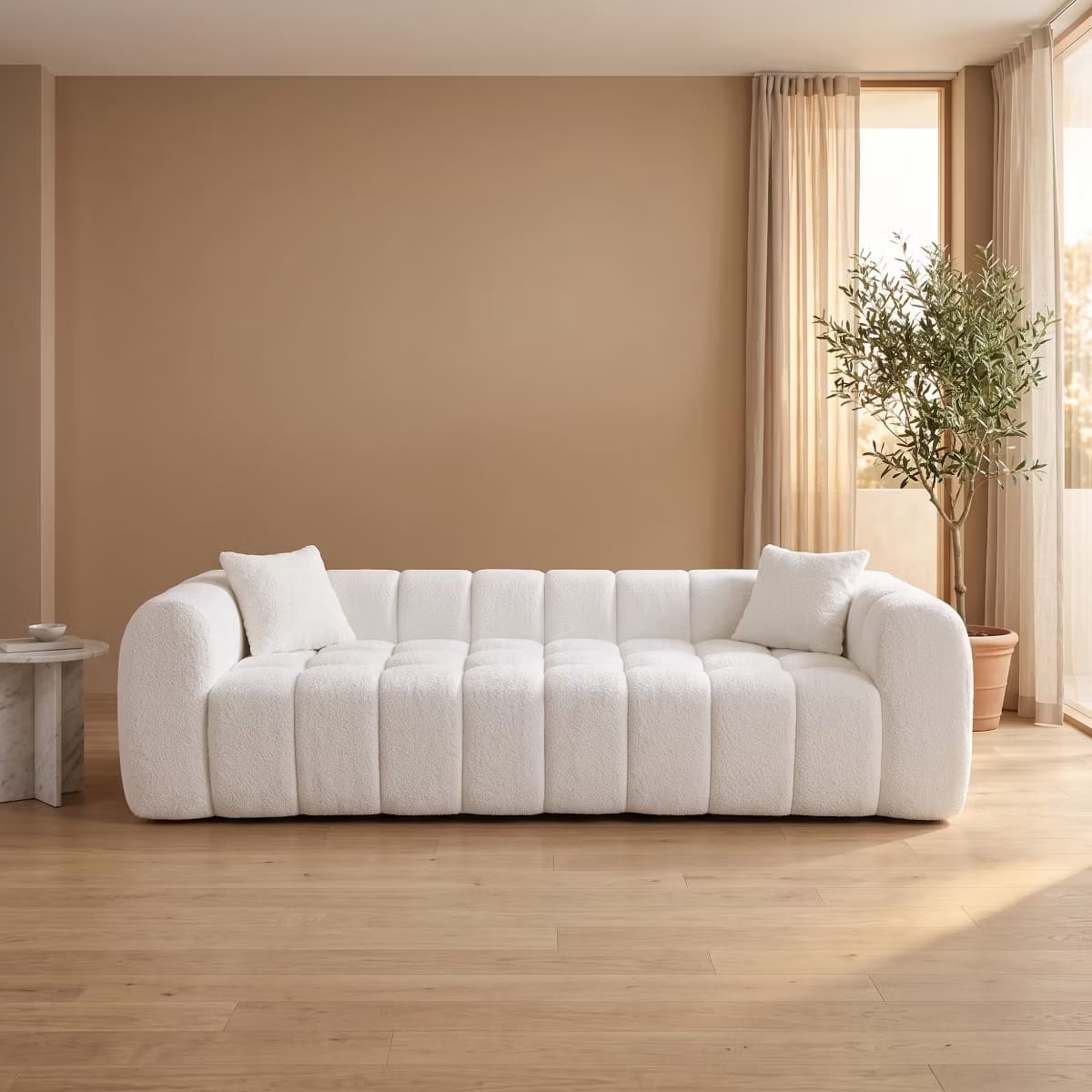 Marshmallow Cloud Sofa with Deep Seats, Boucle Upholstery & 1200-Lb Capacity