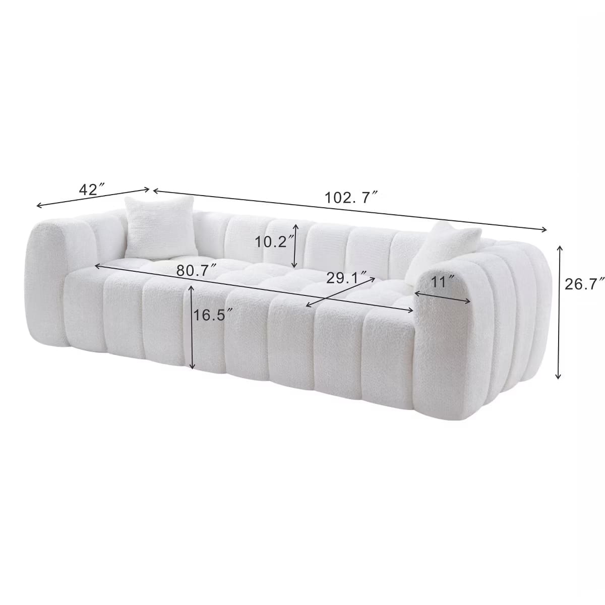 Marshmallow Cloud Sofa with Deep Seats, Boucle Upholstery & 1200-Lb Capacity