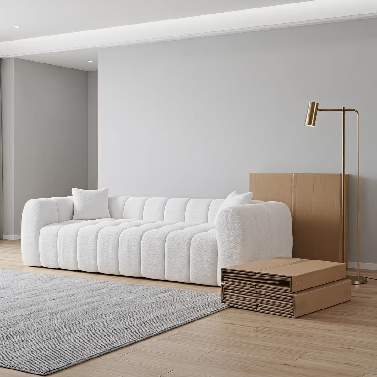 Marshmallow Cloud Sofa with Deep Seats, Boucle Upholstery & 1200-Lb Capacity