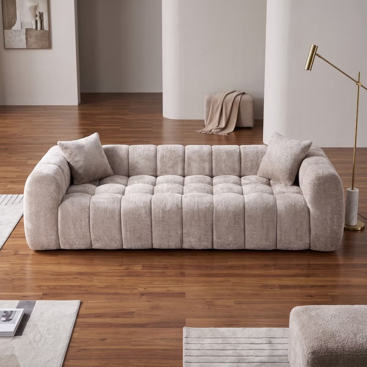 Marshmallow Cloud Sofa with Deep Seats, Boucle Upholstery & 1200-Lb Capacity