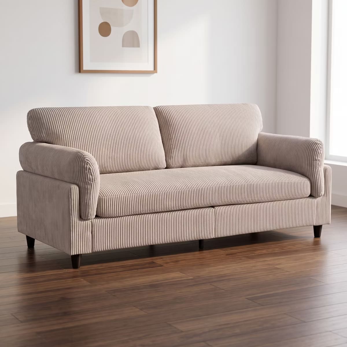 Corduroy Loveseat Sofa with Solid Wood Frame & 850-Lb Capacity
