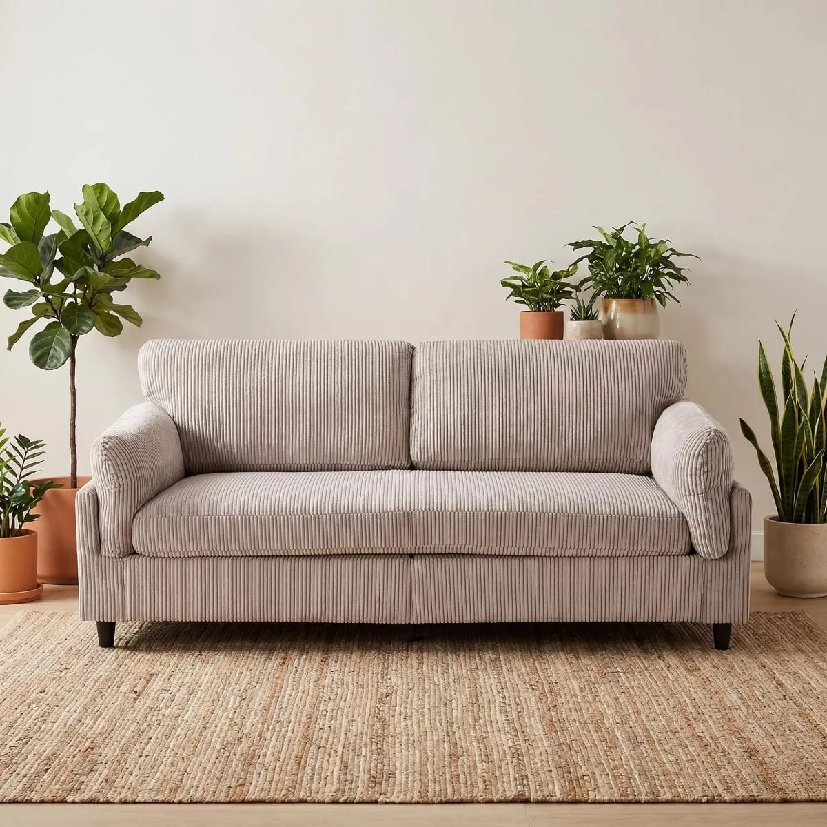 Corduroy Loveseat Sofa with Solid Wood Frame & 850-Lb Capacity
