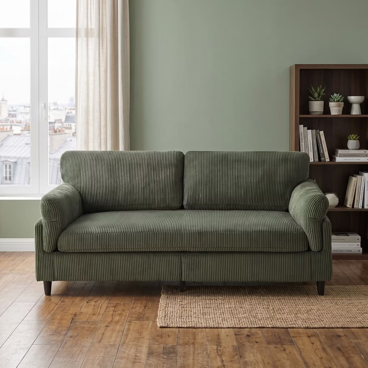 Corduroy Loveseat Sofa with Solid Wood Frame & 850-Lb Capacity