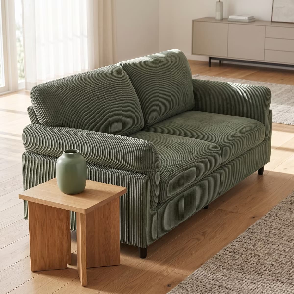 Corduroy Loveseat Sofa with Solid Wood Frame & 850-Lb Capacity