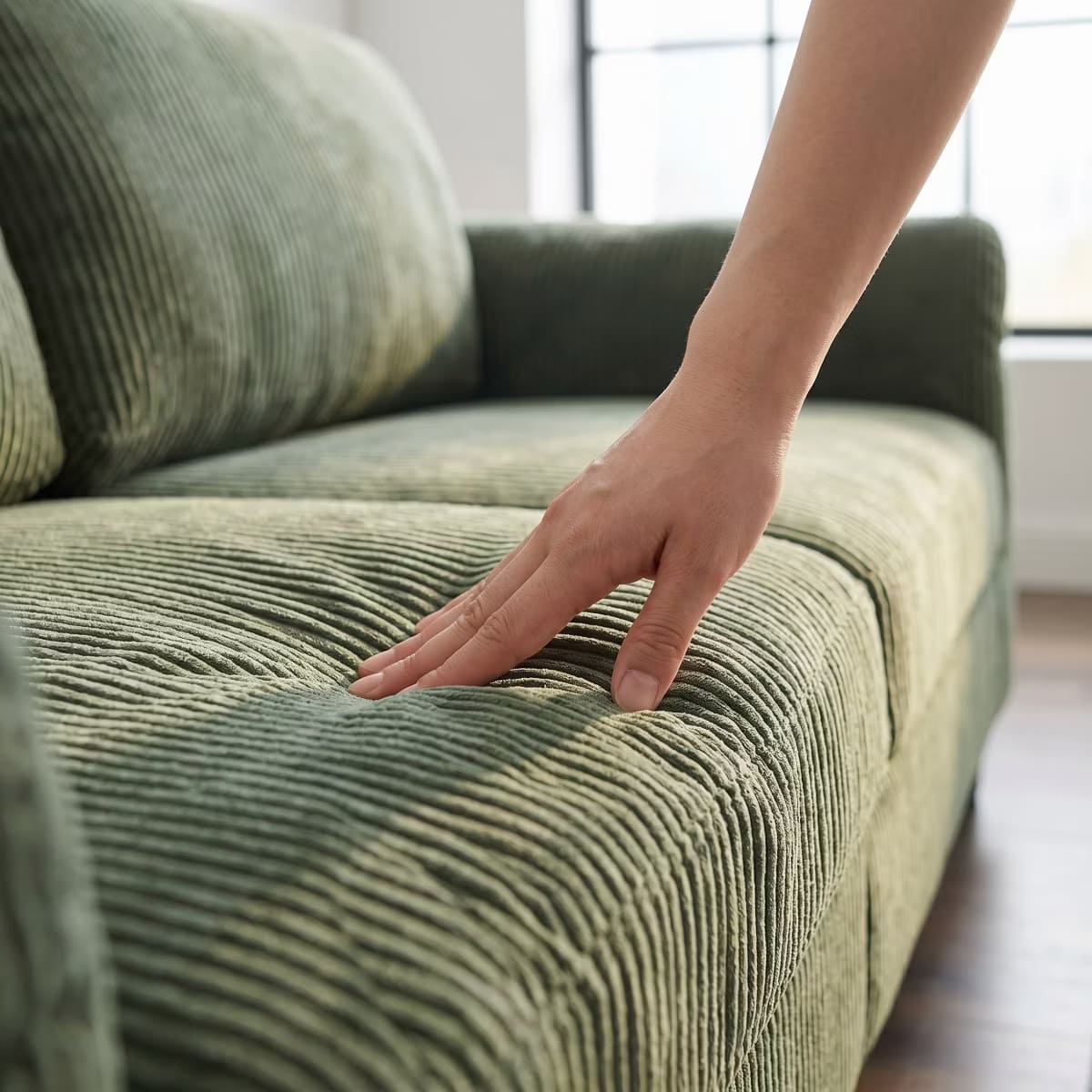 Corduroy Loveseat Sofa with Solid Wood Frame & 850-Lb Capacity