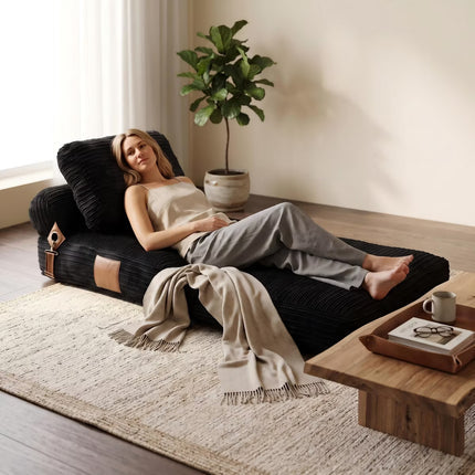 Convertible Sleeper Chair, 3-in-1 Corduroy Fold-Out Guest Bed for Small Spaces