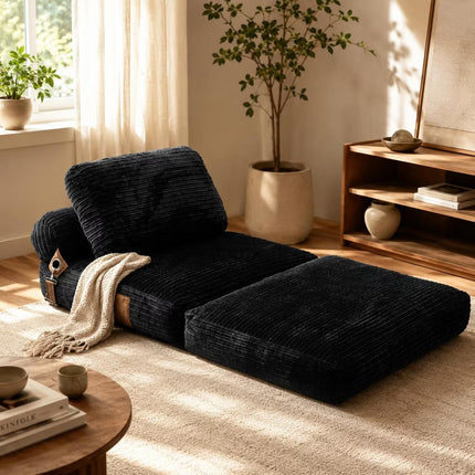 Convertible Sleeper Chair, 3-in-1 Corduroy Fold-Out Guest Bed for Small Spaces