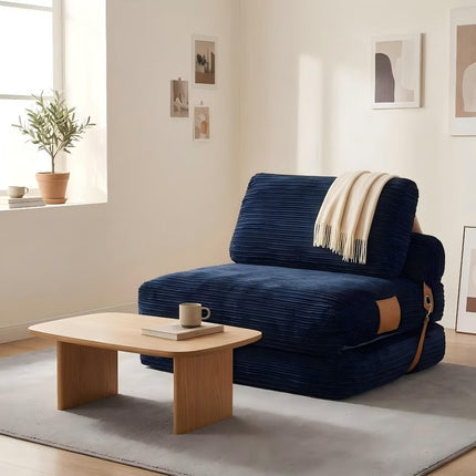 Convertible Sleeper Chair, 3-in-1 Corduroy Fold-Out Guest Bed for Small Spaces