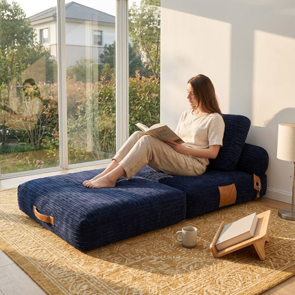 Convertible Sleeper Chair, 3-in-1 Corduroy Fold-Out Guest Bed for Small Spaces