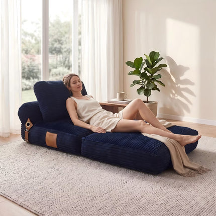 Convertible Sleeper Chair, 3-in-1 Corduroy Fold-Out Guest Bed for Small Spaces