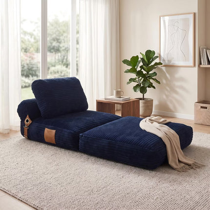 Convertible Sleeper Chair, 3-in-1 Corduroy Fold-Out Guest Bed for Small Spaces