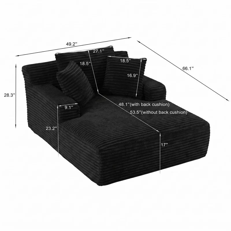 Modern Corduroy Oversized Chaise Lounge Chair, No Assembly Sleeper Sofa for Living Room
