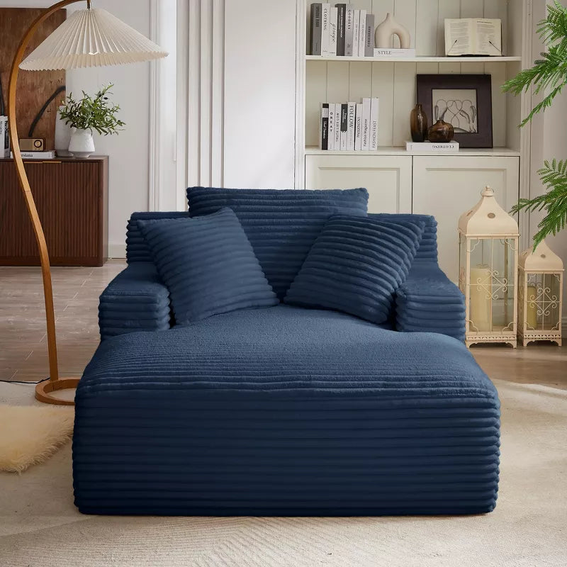 Modern Corduroy Oversized Chaise Lounge Chair, No Assembly Sleeper Sofa for Living Room