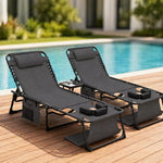 2-Pack Face Down Chaise Lounge Chairs with Face Hole, 5-Position Recliners for Beach Pool