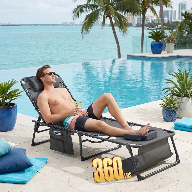 2-Pack Face Down Chaise Lounge Chairs with Face Hole, 5-Position Recliners for Beach Pool