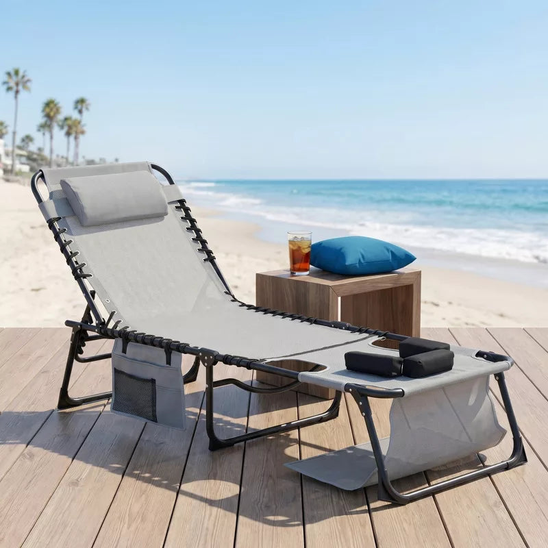 2-Pack Face Down Chaise Lounge Chairs with Face Hole, 5-Position Recliners for Beach Pool