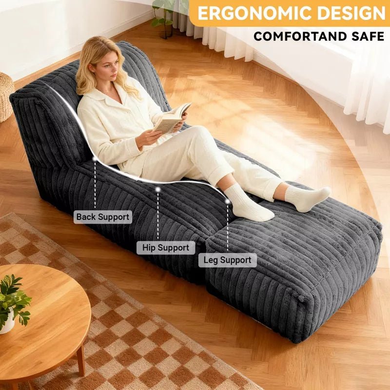 Modular Floor Chaise Lounge Chair Convertible Sofa Bed with Adjustable Backrest