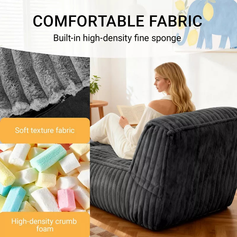 Modular Floor Chaise Lounge Chair Convertible Sofa Bed with Adjustable Backrest