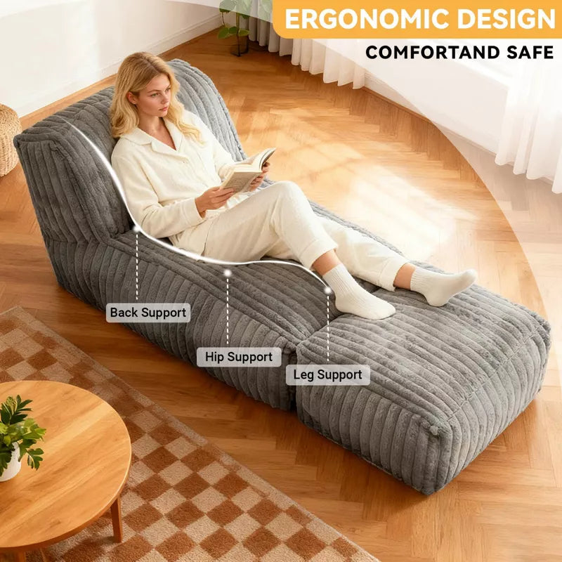 Modular Floor Chaise Lounge Chair Convertible Sofa Bed with Adjustable Backrest