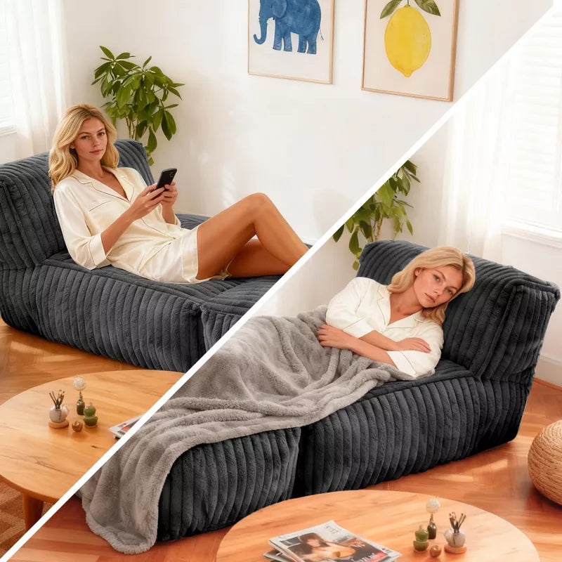Modular Floor Chaise Lounge Chair Convertible Sofa Bed with Adjustable Backrest