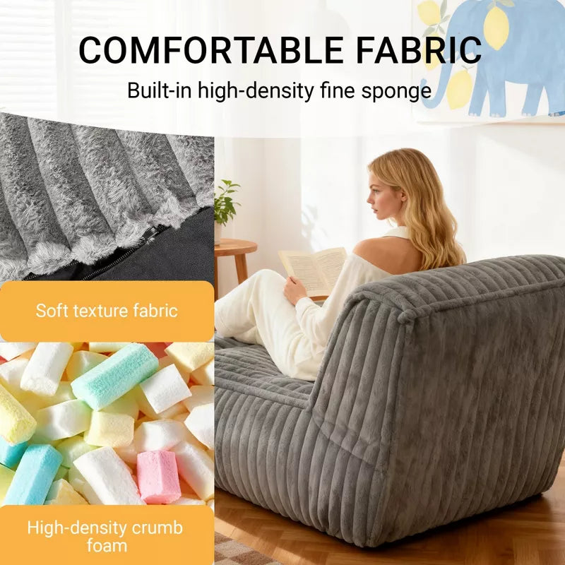 Modular Floor Chaise Lounge Chair Convertible Sofa Bed with Adjustable Backrest