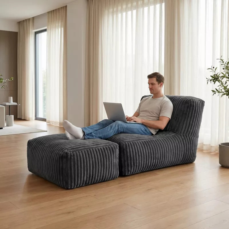 Modular Floor Chaise Lounge Chair Convertible Sofa Bed with Adjustable Backrest