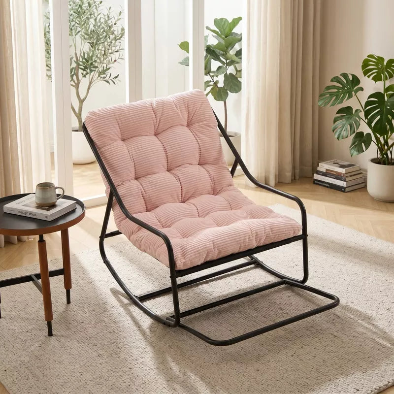 Modern Rocking Accent Chair with Thick Cushion for Living Room, Bedroom