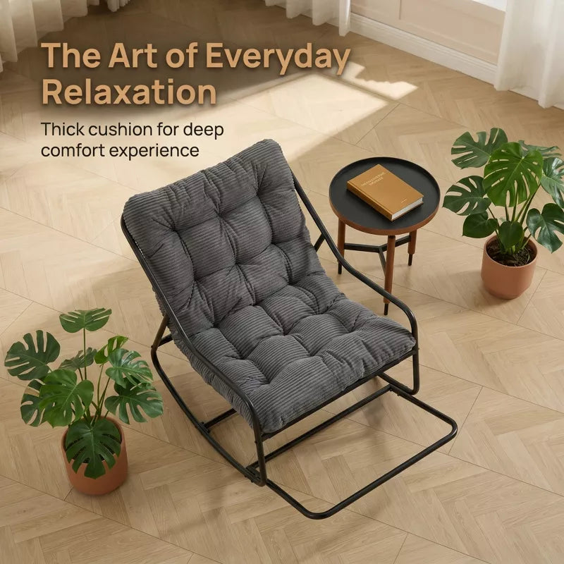 Modern Rocking Accent Chair with Thick Cushion for Living Room, Bedroom