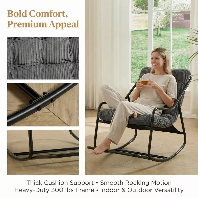 Modern Rocking Accent Chair with Thick Cushion for Living Room, Bedroom