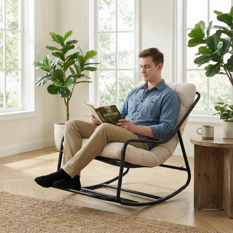 Modern Rocking Accent Chair with Thick Cushion for Living Room, Bedroom