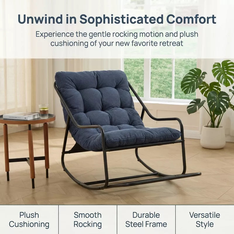 Modern Rocking Accent Chair with Thick Cushion for Living Room, Bedroom