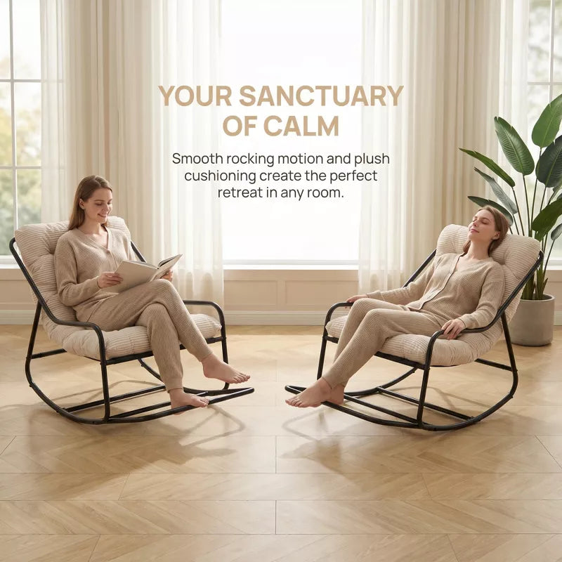 Modern Rocking Accent Chair with Thick Cushion for Living Room, Bedroom