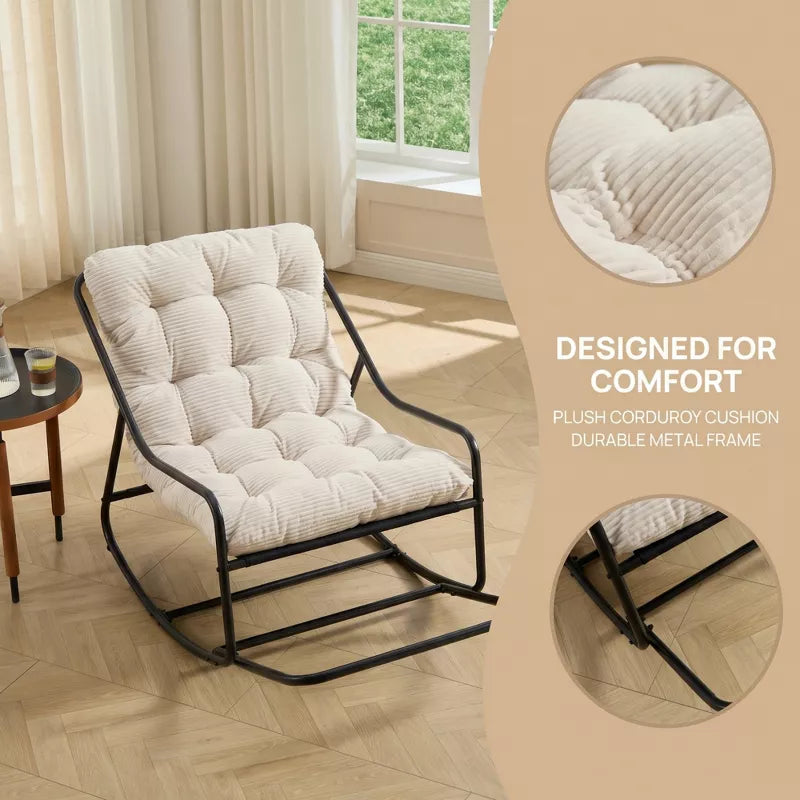 Modern Rocking Accent Chair with Thick Cushion for Living Room, Bedroom