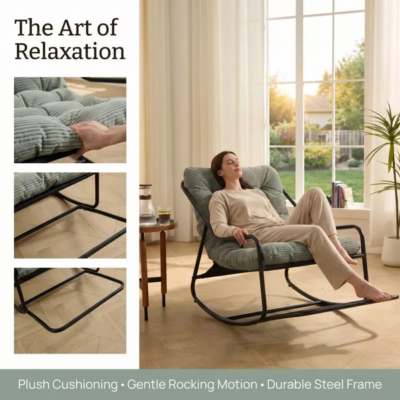 Modern Rocking Accent Chair with Thick Cushion for Living Room, Bedroom