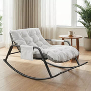 Rocking Chair with Thick Cushion and Wide Seat for Home Comfort