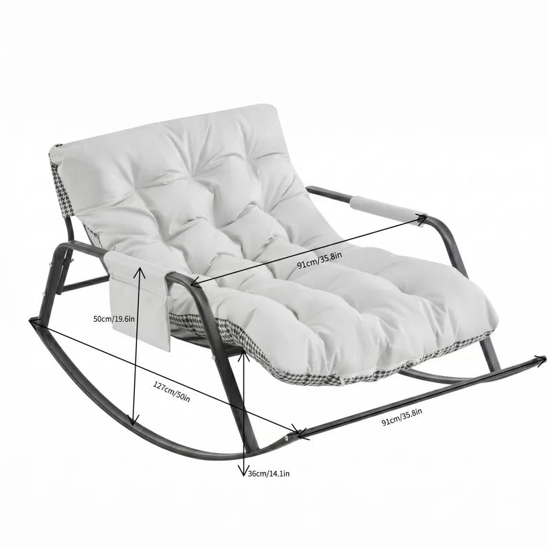 Rocking Chair with Thick Cushion and Wide Seat for Home Comfort