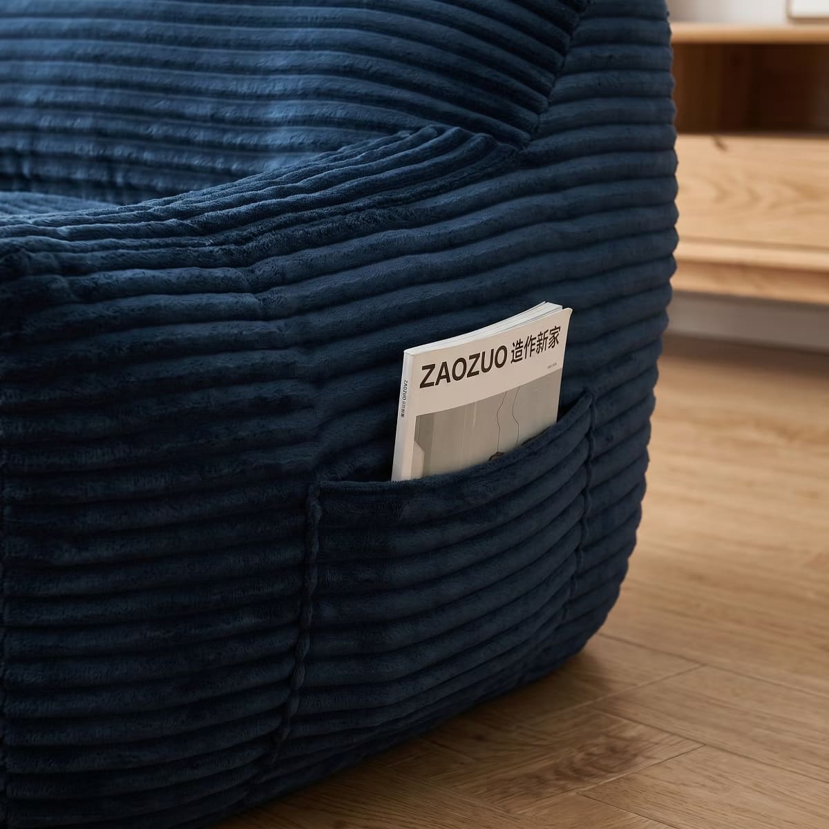 Oversized Bean Bag Chair with Ottoman, Plush Corduroy Adult Lounge Seat