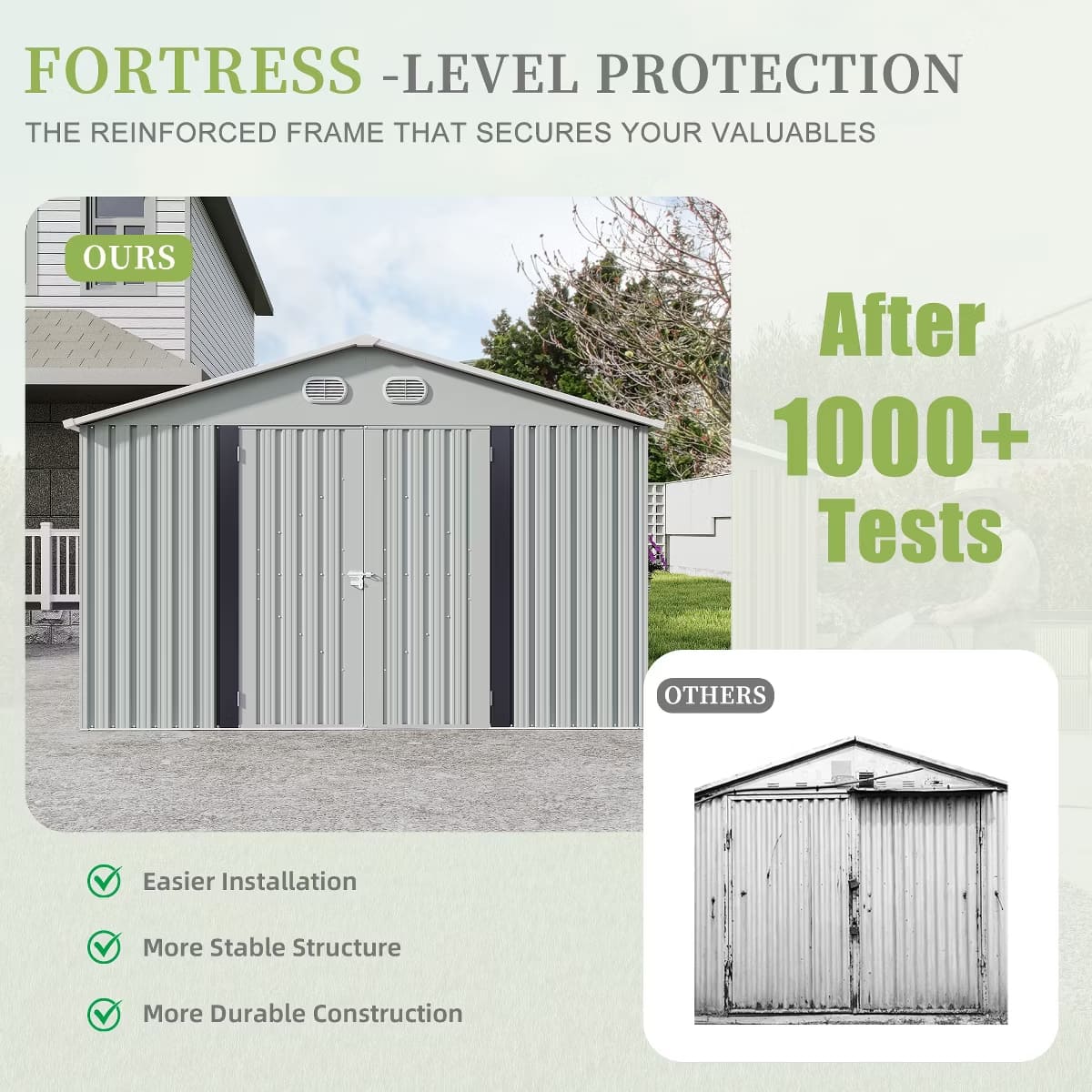 Outdoor Storage Shed with Weatherproof Roof & Lockable Doors