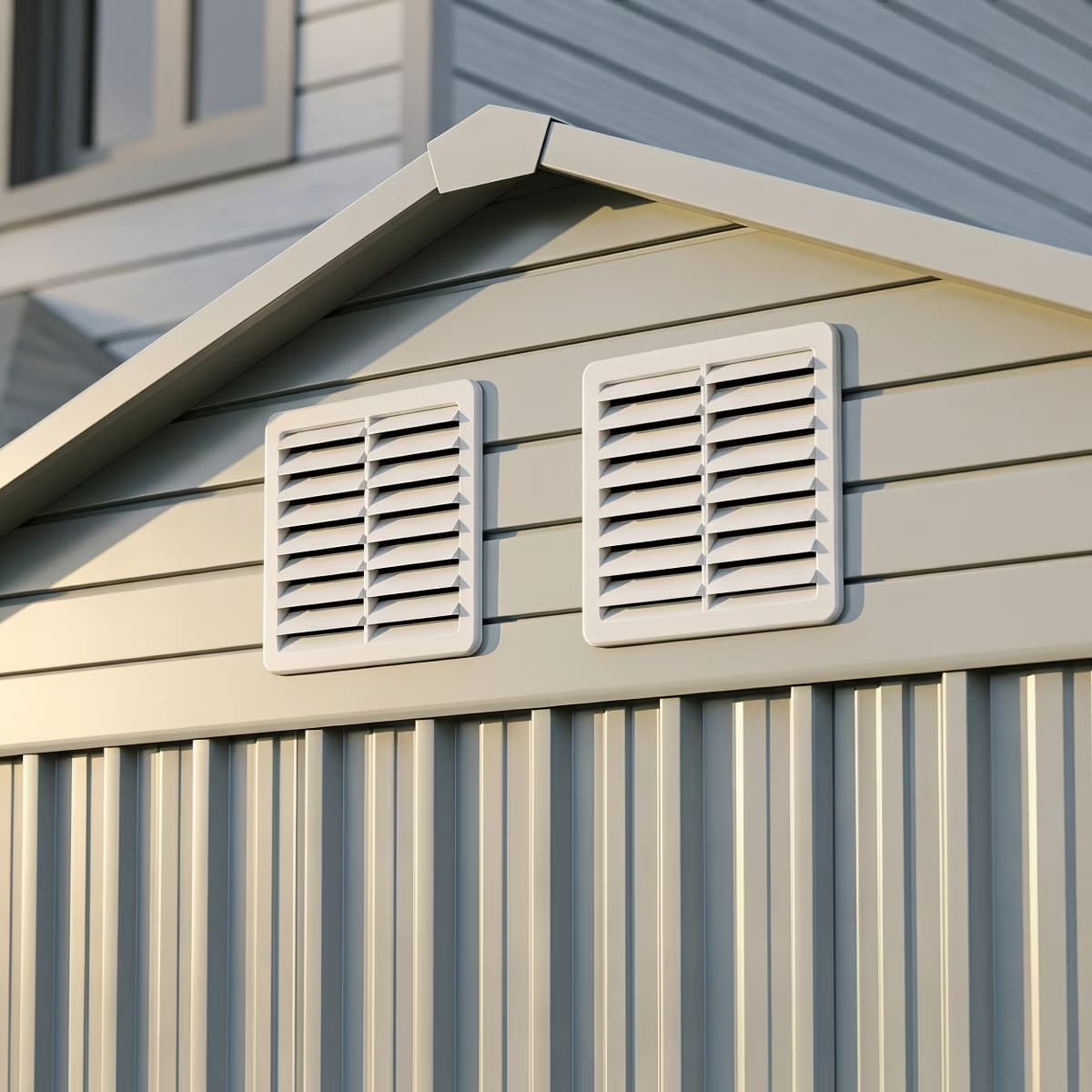 Outdoor Storage Shed with Weatherproof Roof & Lockable Doors