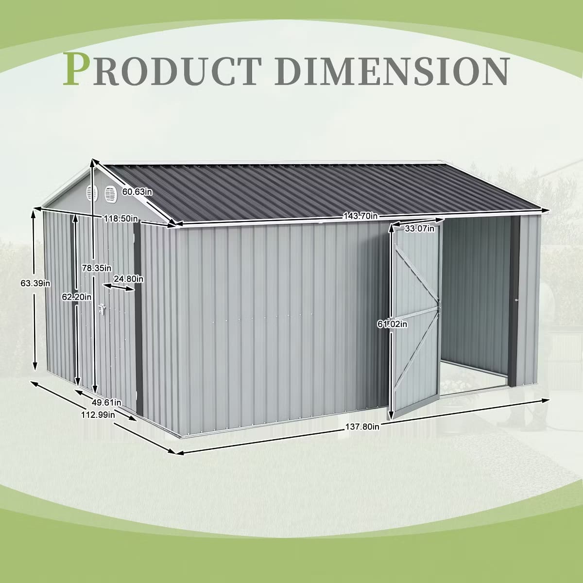 Outdoor Storage Shed with Weatherproof Roof & Lockable Doors